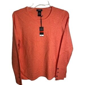 J' Envie New York Coral Women's LS sweater top Sz Small Button Cuffs NWTs